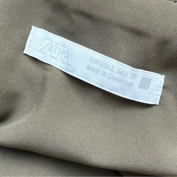 Zara Faux Suede Khaki Bomber Jacket, Size L - Picture 5 of 5